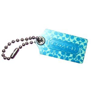 COACH Signature C Blue Metal Hangtag bag charm